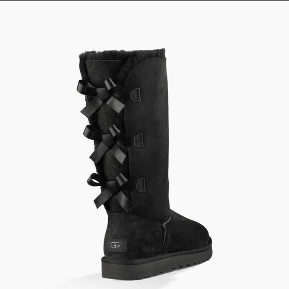UGG BAILEY BOW II TALL BOOTS black SIZE 6 - Picture 1 of 7